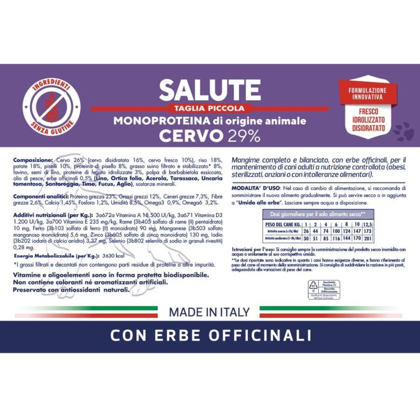 Vet Line Salute Cervo Piccola Taglia per Cani Adulti di Piccola Taglia Monoproteico VetLine