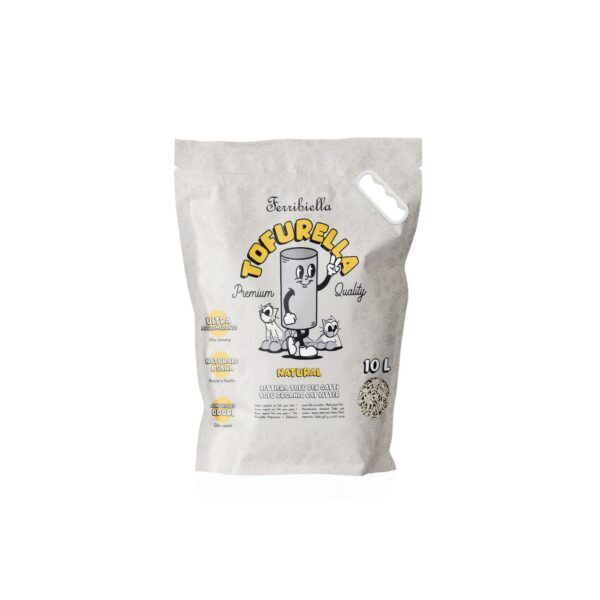 Ferribiella Lettiera al Tofu per Gatti Tofurella Natural Biodegradabile Agglomerante 10 lt