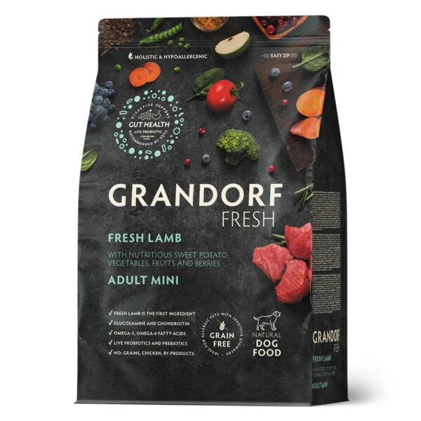Grandorf Fresh Lamb Adult Mini Breeds con Carne Fresca di Agnello e Patate Dolci per Cani Adulti di Piccola Taglia
