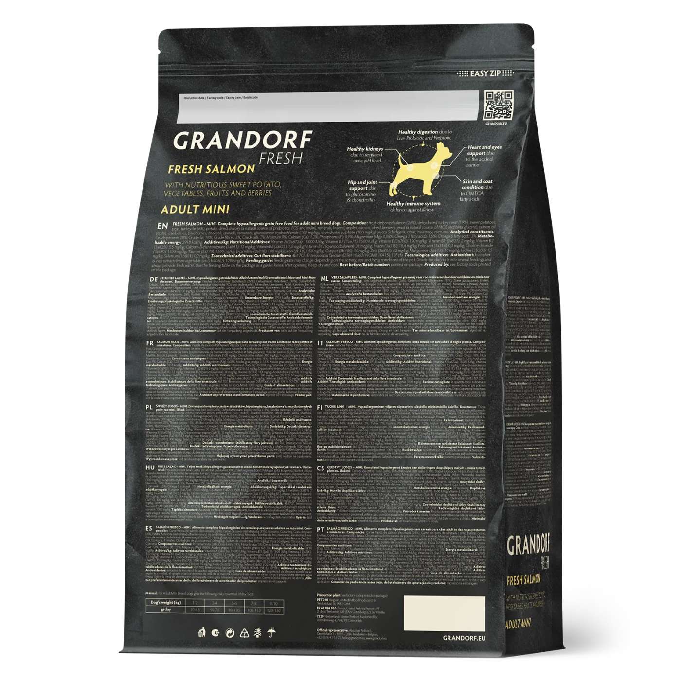 Grandorf Fresh Salmon Adult Mini Breeds con Filetti di Salmone Fresco e Patate Dolci per Cani Adulti di Piccola Taglia