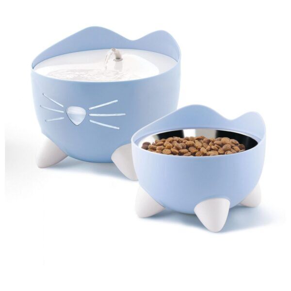 Catit Fontana Automatica per Gatti Combo Pack Pixi Azzurro con Ciotola e 3 Filtri Inclusi