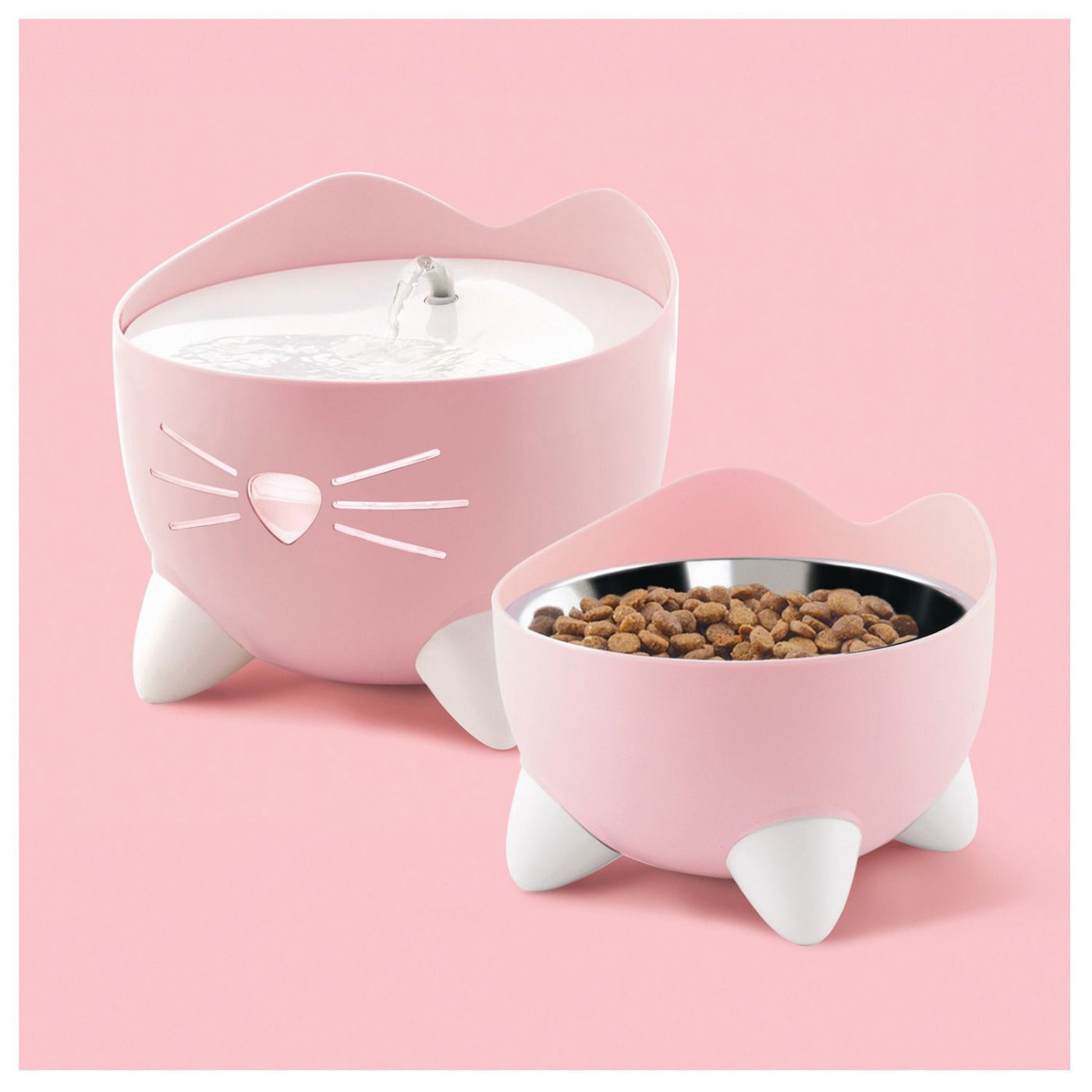 Catit Fontana Automatica per Gatti Combo Pack Pixi Rosa con Ciotola e 3 Filtri Inclusi