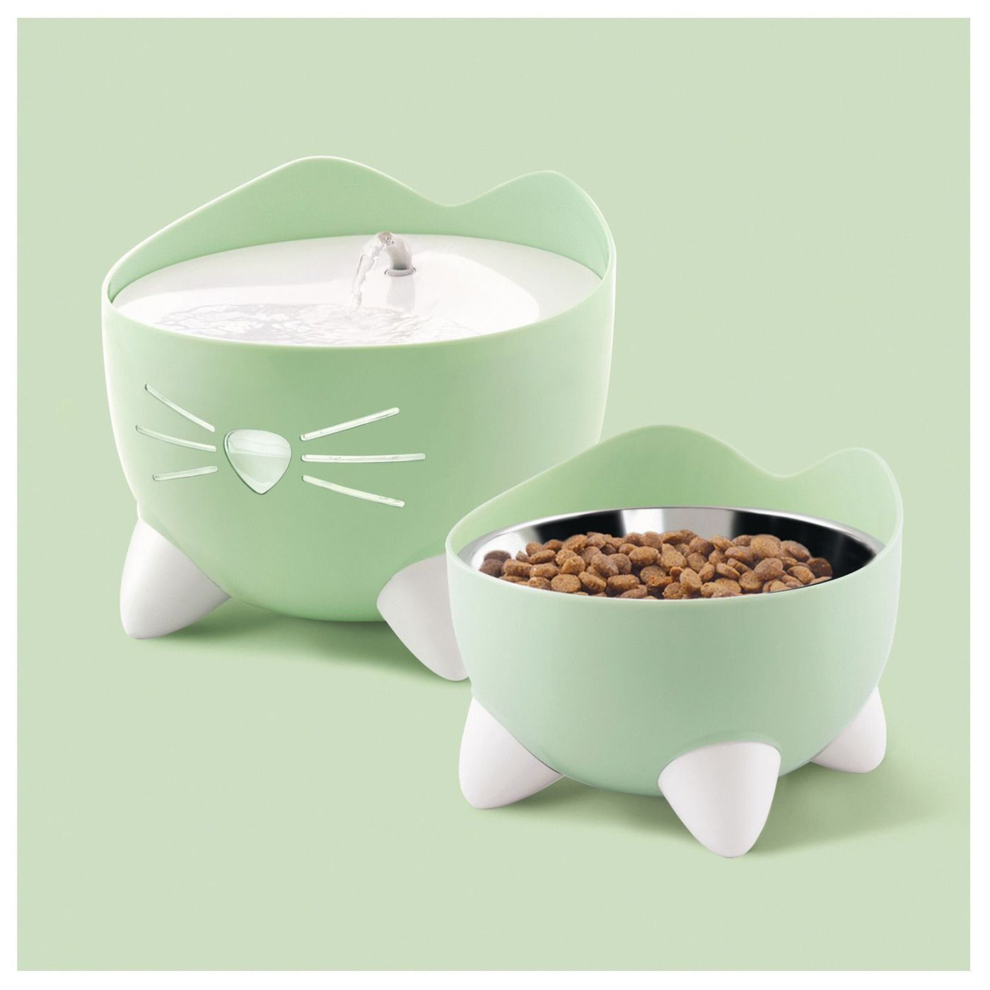 Catit Fontana Automatica per Gatti Combo Pack Pixi Verde con Ciotola e 3 Filtri Inclusi