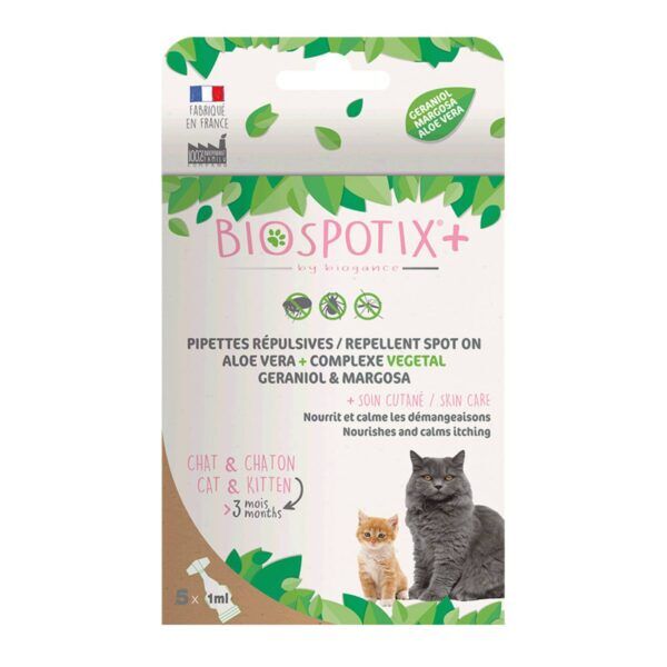 Biogance Biospotix+ Spot On Antiparassitario Naturale per Gatti 5 Pipette x 1 Ml.