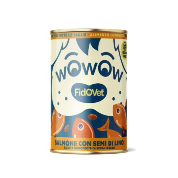 Fidovet Wowow Salmone con Semi di Lino per Cani Adulti 400 g