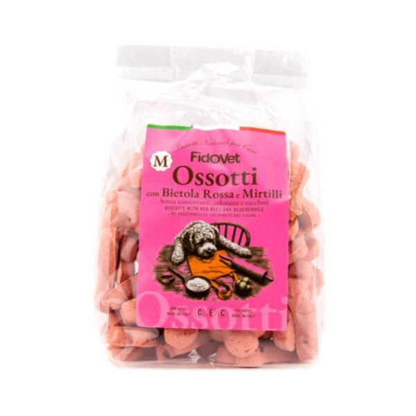 Fidovet Biscotti Naturali per Cani Ossotti Medium Bietola Rossa e Mirtilli 300 g