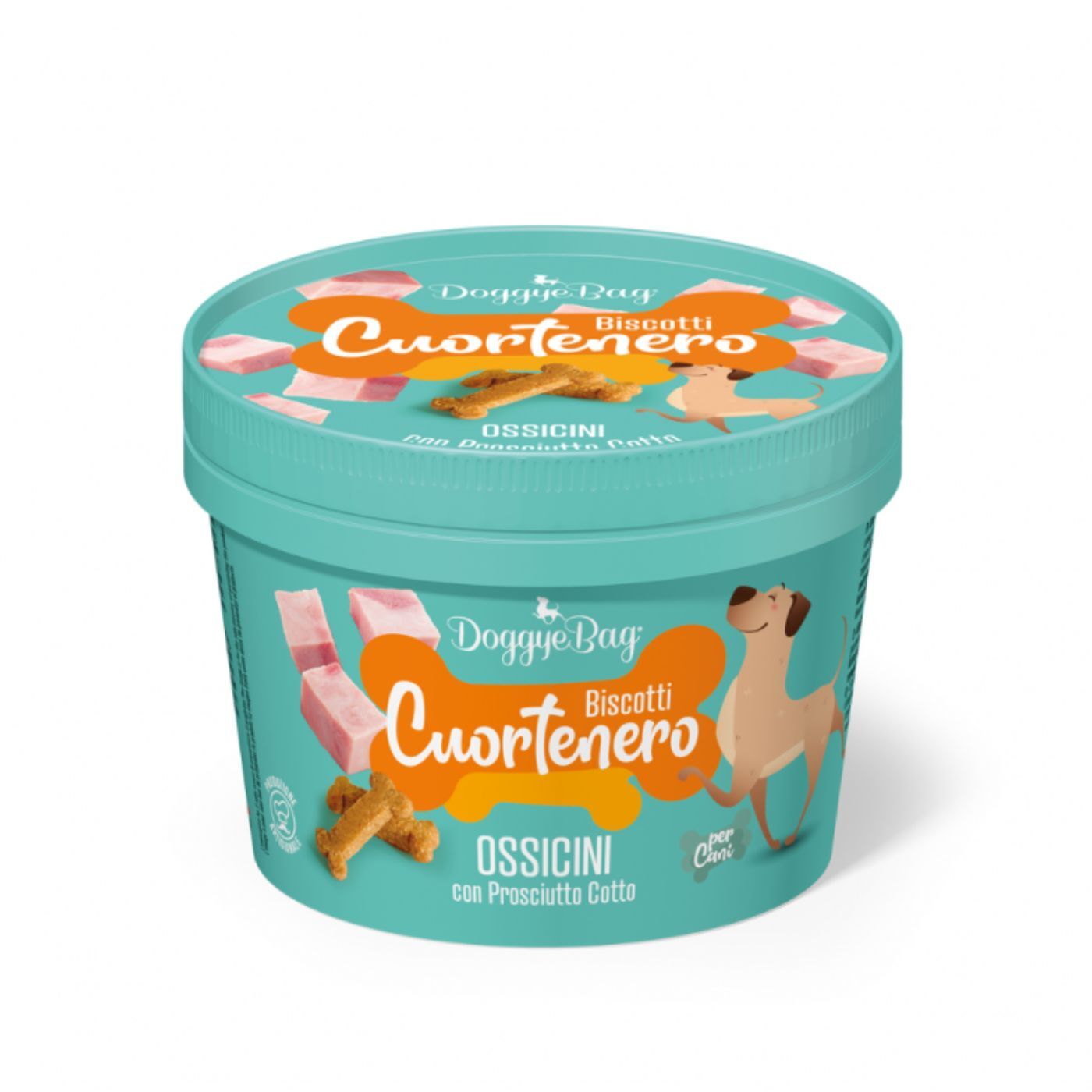 DoggyeBag® Biscotti Cuortenero Ossicini Prosciutto Cotto per Cani 150 g