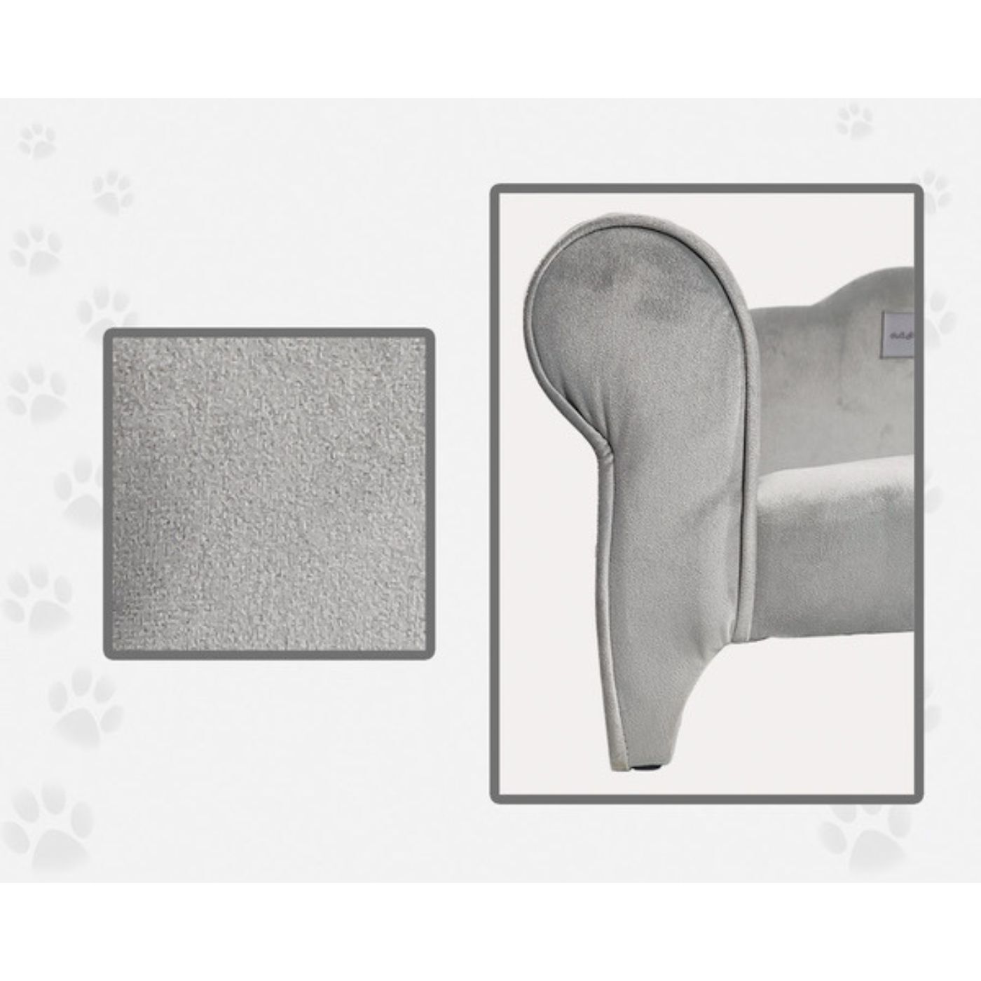 Nasonero Divanetto in Velluto per Gatti e Cani di Piccola Taglia Grigio 64 x 38 h. 38 cm