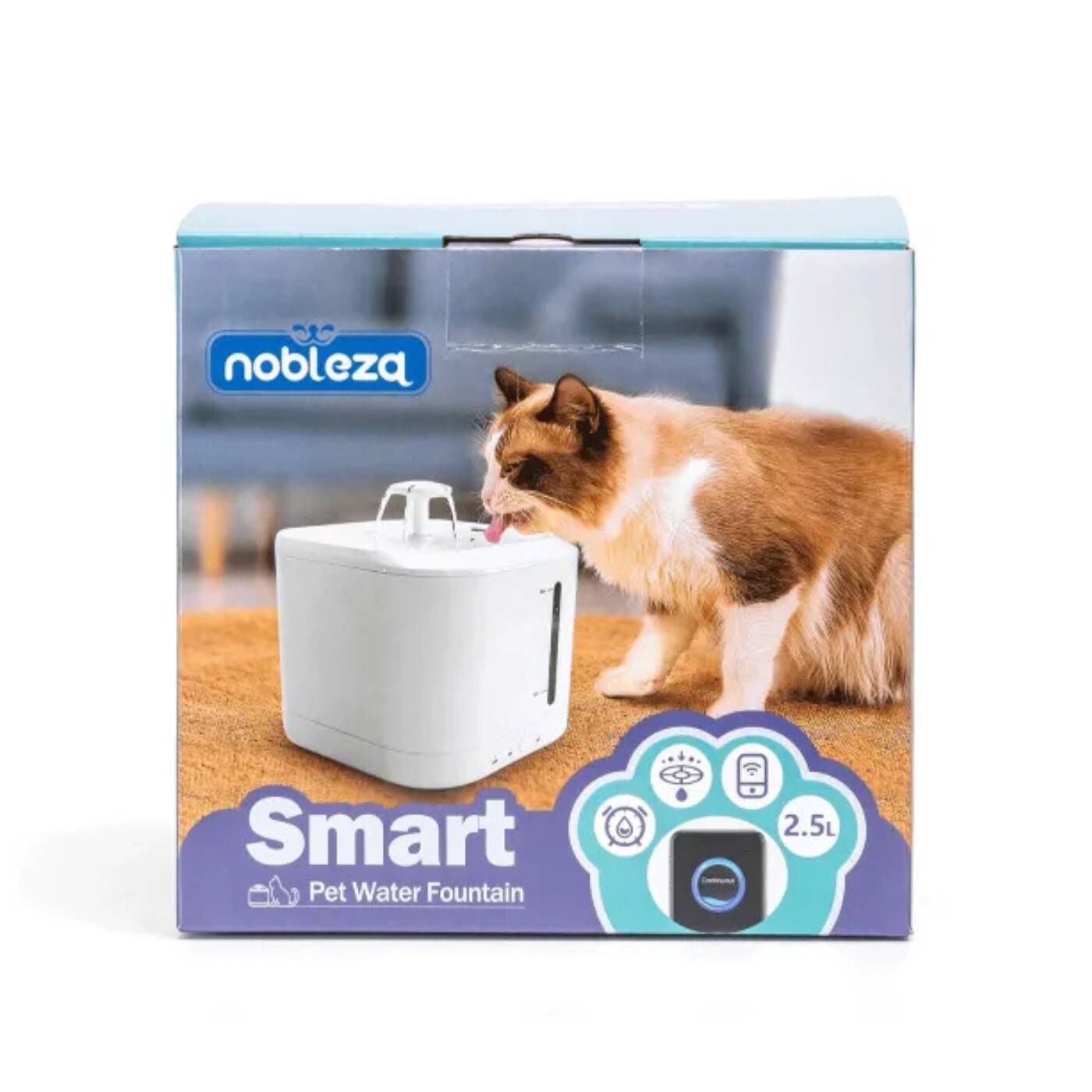 Distributore d'Acqua per Gatti e Cani di Piccola Taglia Smart L17.9*W17.9*H18.7 cm 2,5 L Bianca