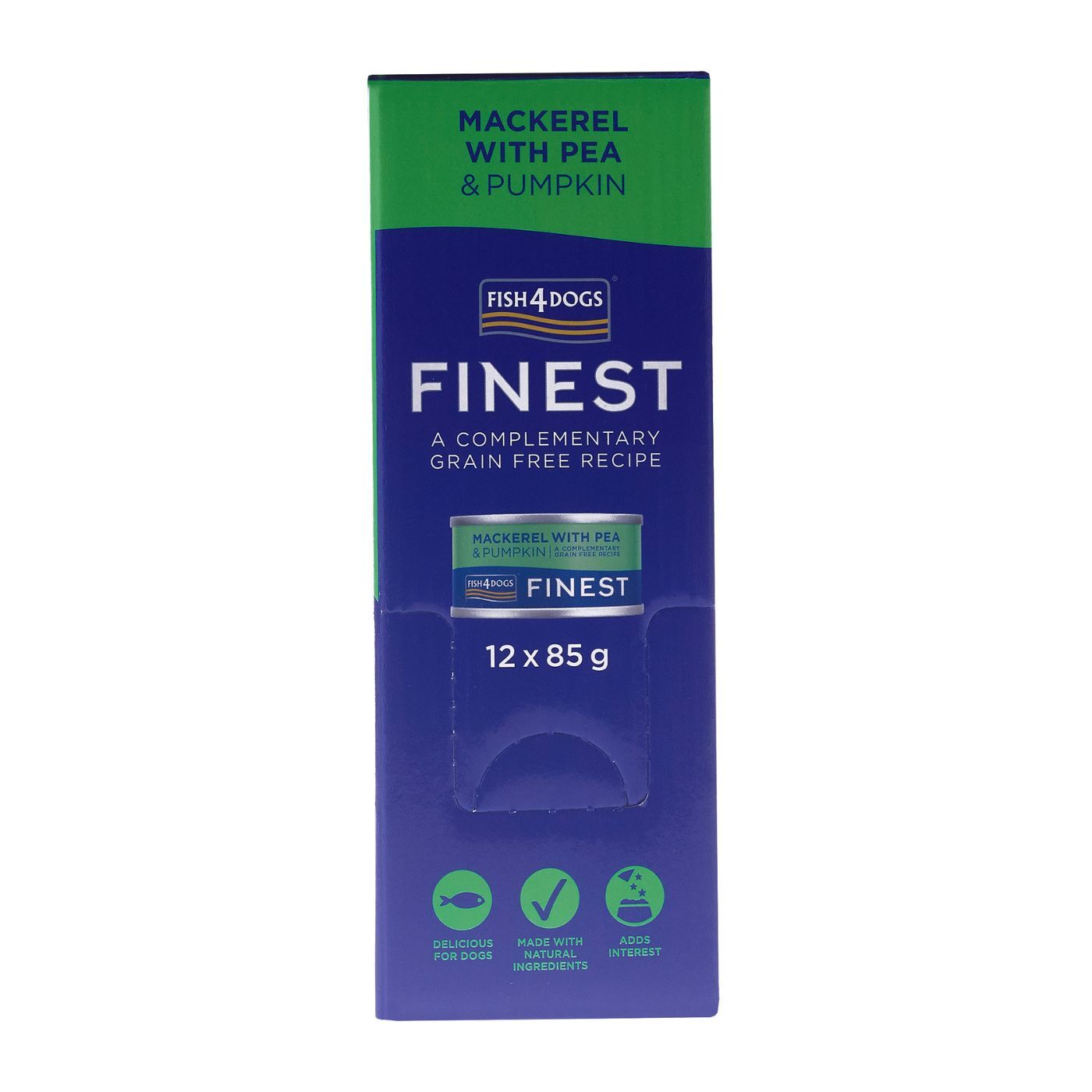 Fish4Dogs Finest Alimento Umido per Cani Sgombro con Zucca e Piselli 85 g