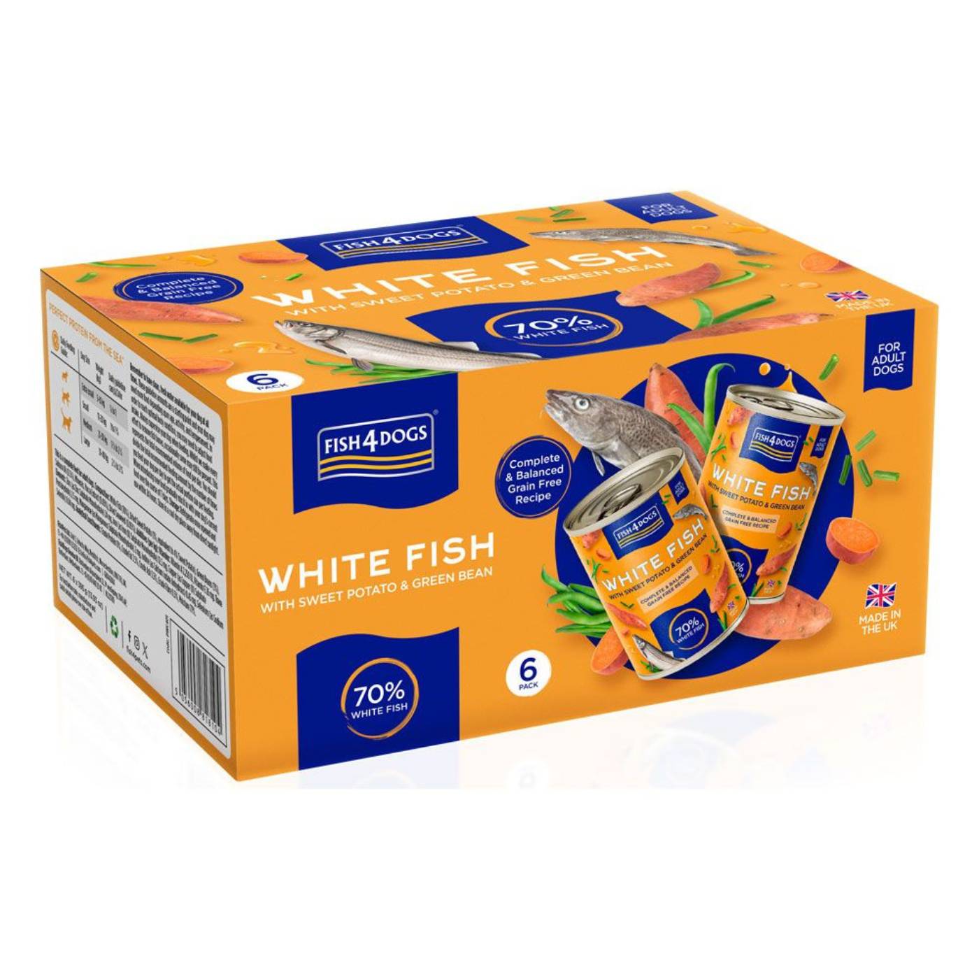 Fish4Dogs Finest Complete Umido Pesce Bianco e Patate Dolci e Fagiolini per Cani Adulti 395 g