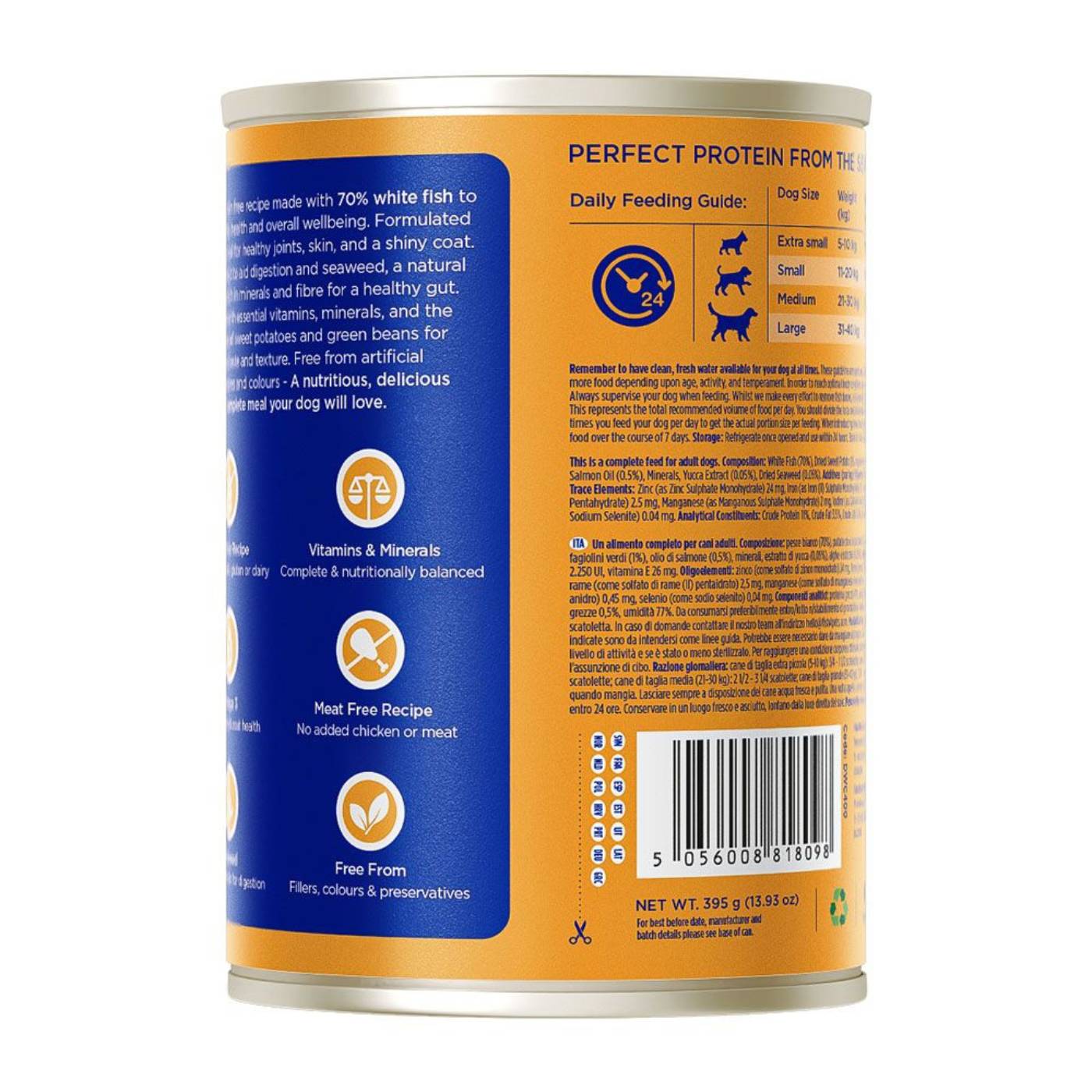 Fish4Dogs Finest Complete Umido Pesce Bianco e Patate Dolci e Fagiolini per Cani Adulti 395 g