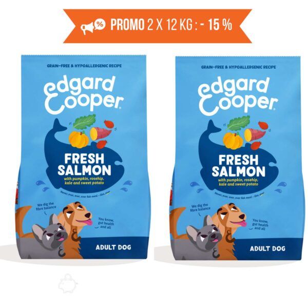 promo 2 x 12 kg crocchetta grande l edgard & cooper salmone norvegese per cani adulti