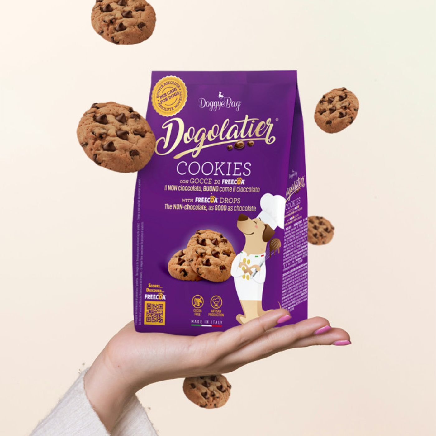 DoggyeBag Biscotti per Cani Dogolatier Cookies con Gocce di Freecoa 180 g