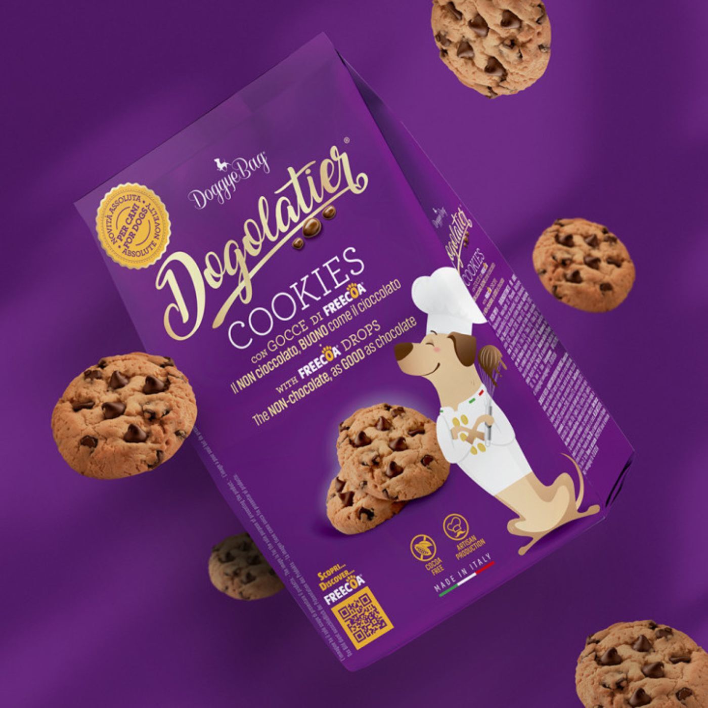 DoggyeBag Biscotti per Cani Dogolatier Cookies con Gocce di Freecoa 180 g