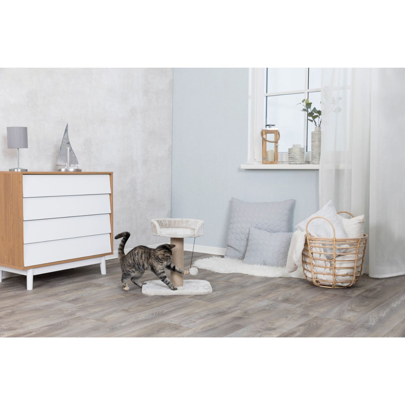 Trixie Tiragraffi per Gatti Modello Mica h. 46 cm Grigio Chiaro