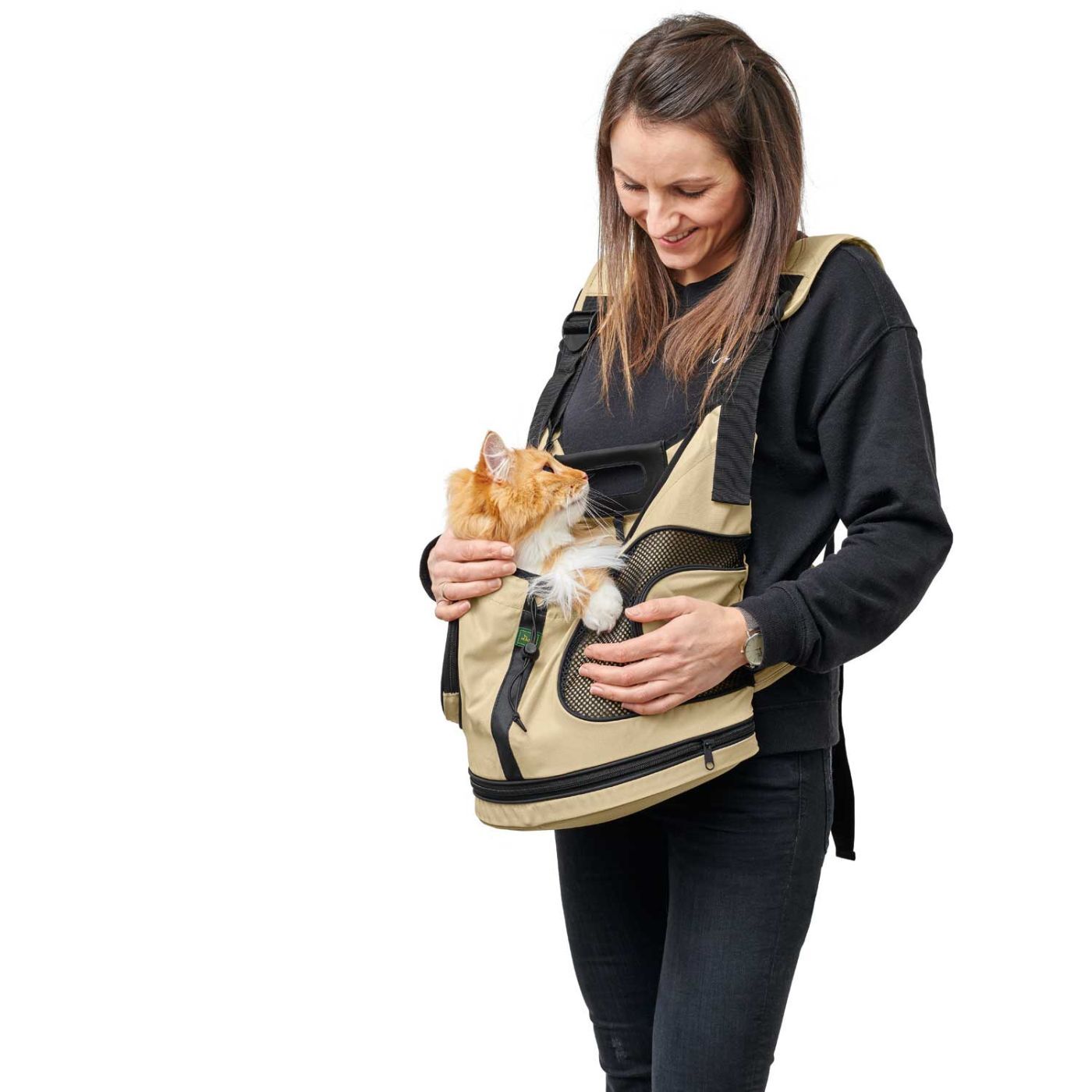 Hunter Zaino/Borsa da trasporto Kangaroo Beige per Cani e Gatti fino a 6 Kg Mis. 30x20x30 cm