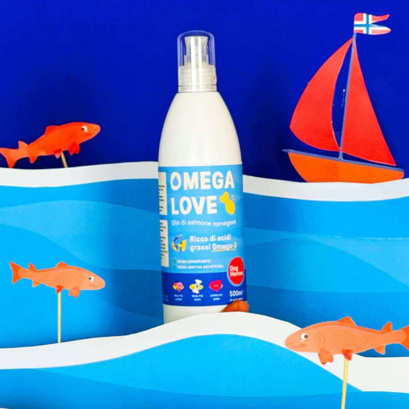 Dog Heroes Omega Love Olio di Salmone Norvegese per Cani 500 ml