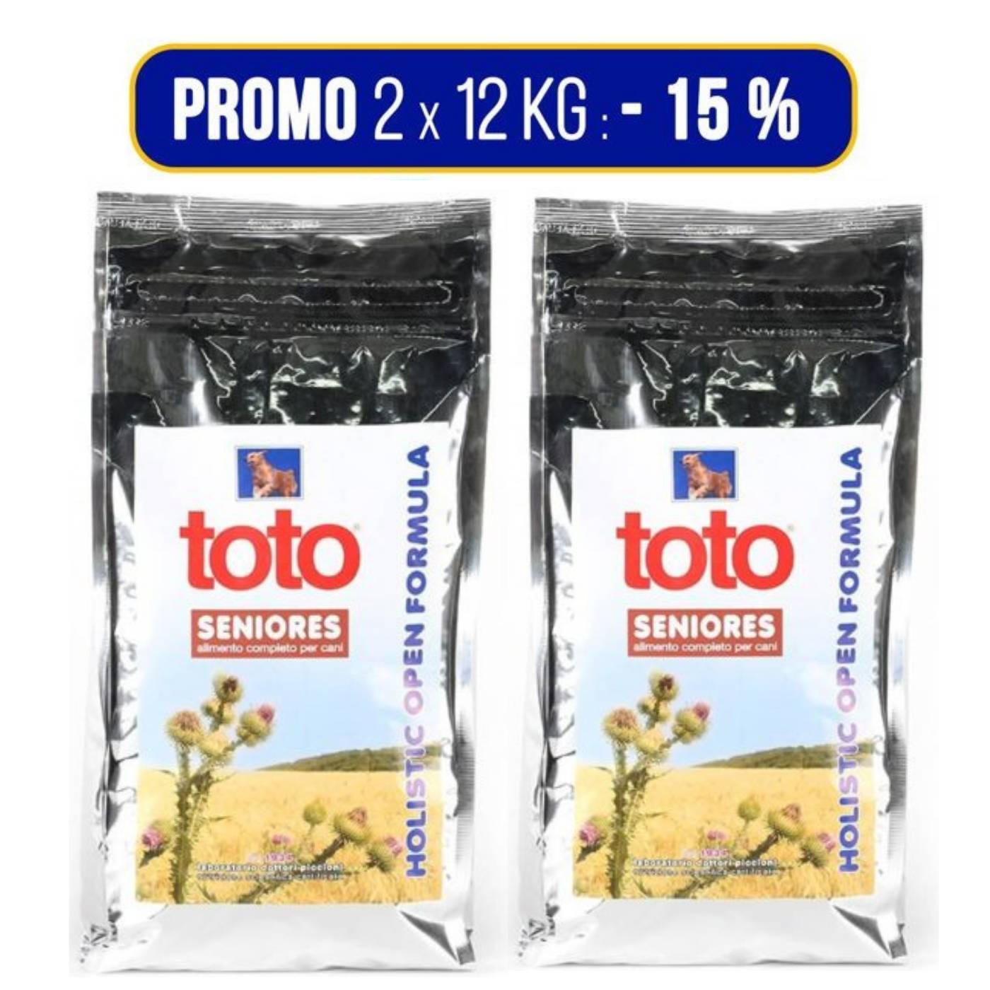 PROMO 2x12kg Toto Holistic Open Formula Seniores per Cani