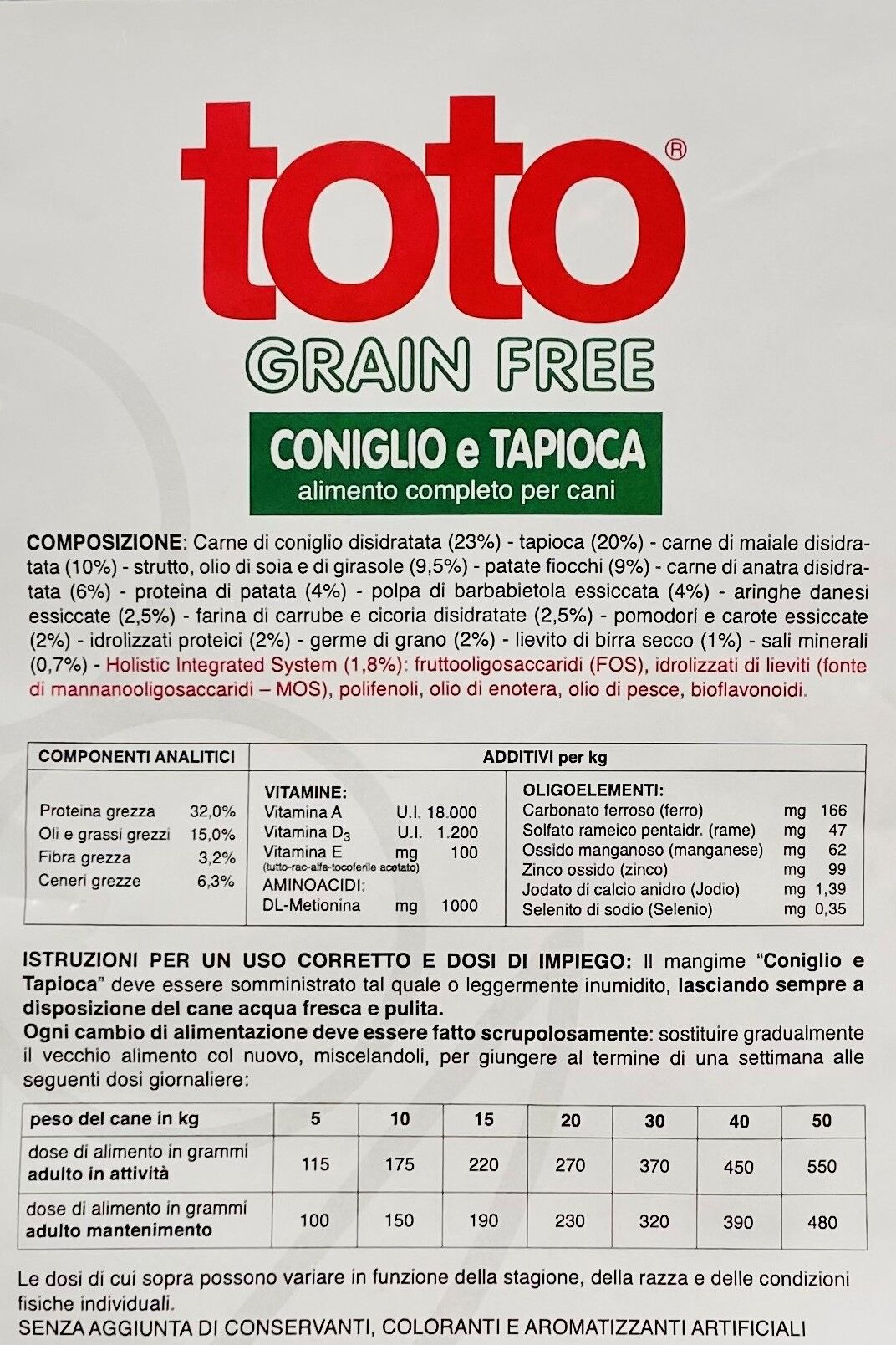 Toto Holistic Open Formula Grain Free Coniglio e Tapioca per Cani - immagine 2