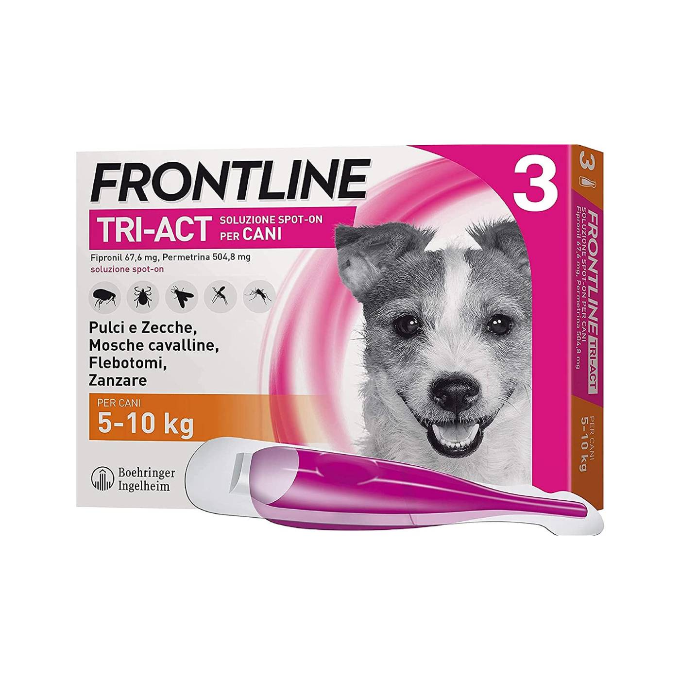 Frontline Tri-Act Spot-On Antiparassitario per Cani 3 Pipette - Taglia S
