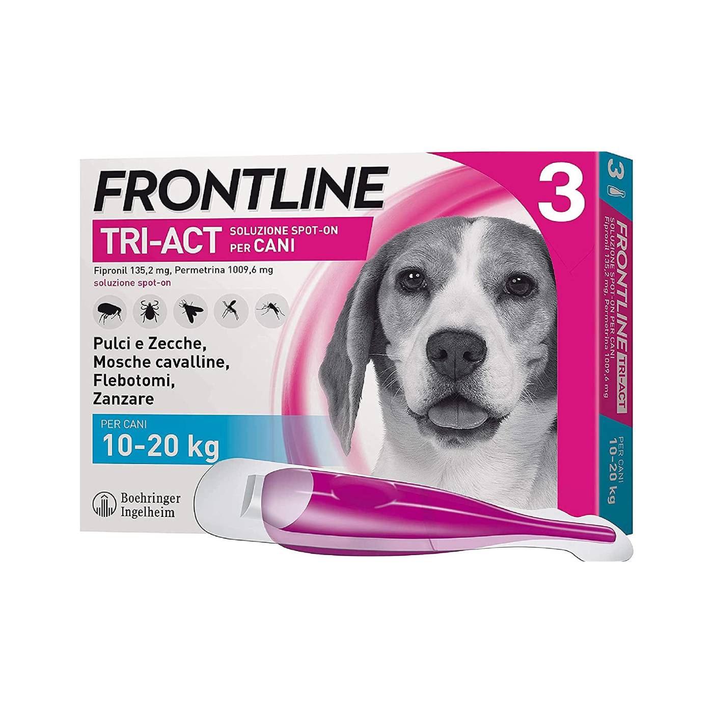 Frontline Tri-Act Spot-On Antiparassitario per Cani 3 Pipette - Taglia M
