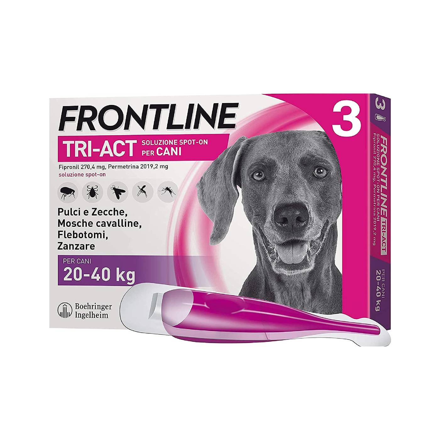 Frontline Tri-Act Spot-On Antiparassitario per Cani 3 Pipette - Taglia X