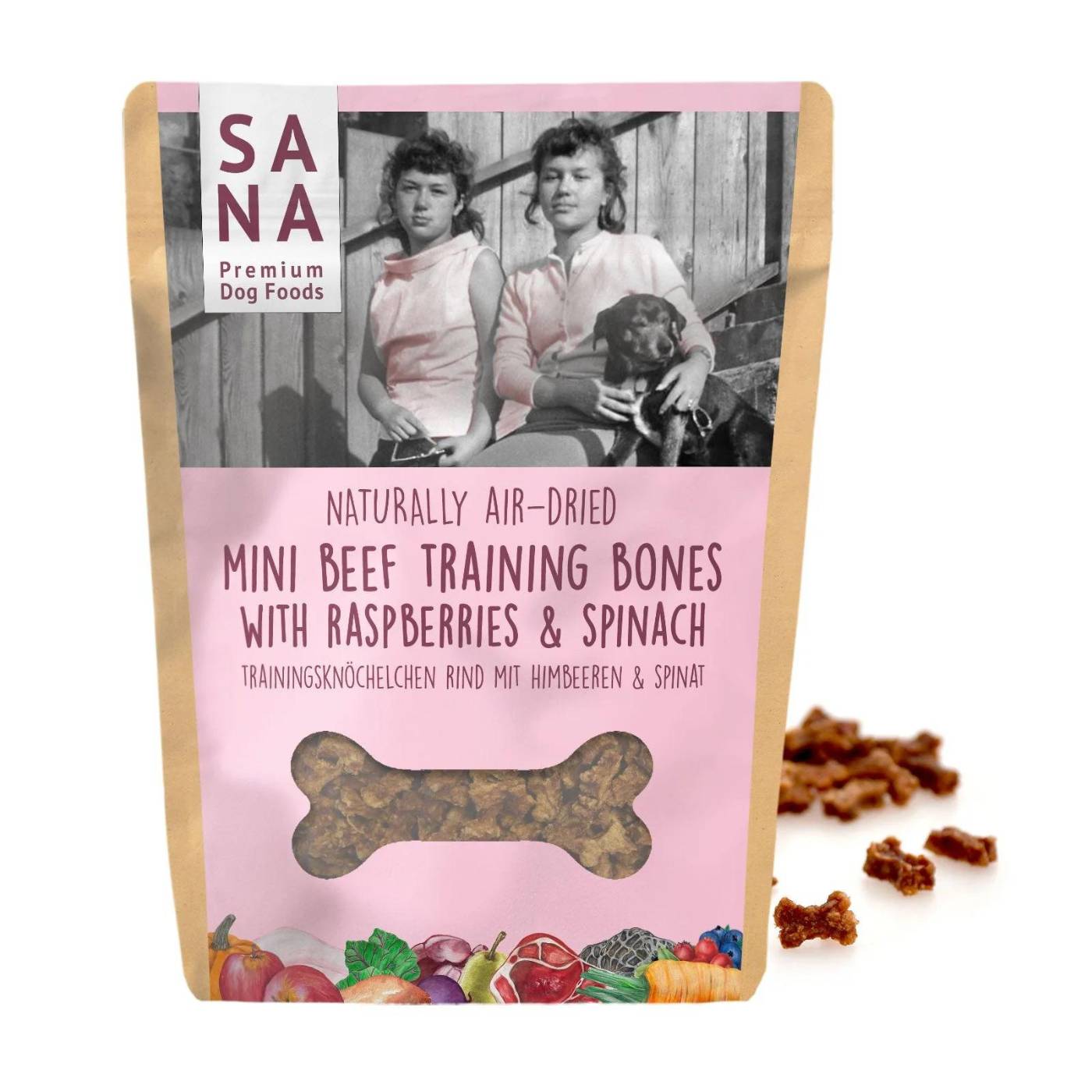 Sanadog Mini Training Premi Addestramento per Cani al Manzo Lamponi e Spinaci 100g