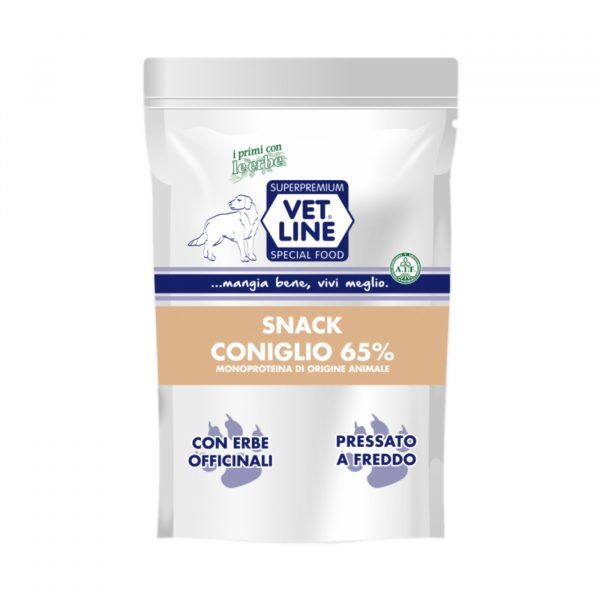 vet line snack di coniglio monoproteico grain free per cani 80g vetline