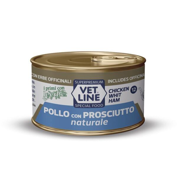 vet line umido pollo e prosciutto naturale per gatti vetline