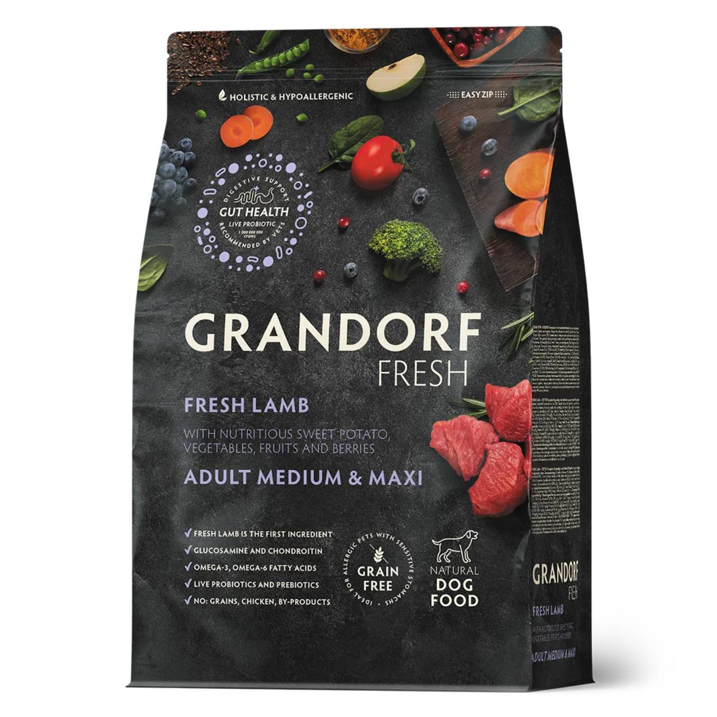 Grandorf Fresh Adult Medium & Maxi Breeds con Carne Fresca di Agnello e Patata Dolce per Cani Adulti
