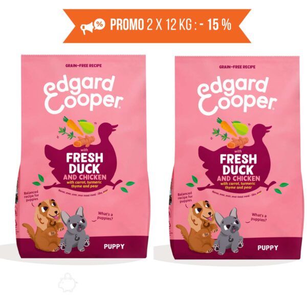promo 2 x 12 kg edgard & cooper anatra e pollo per cuccioli puppy