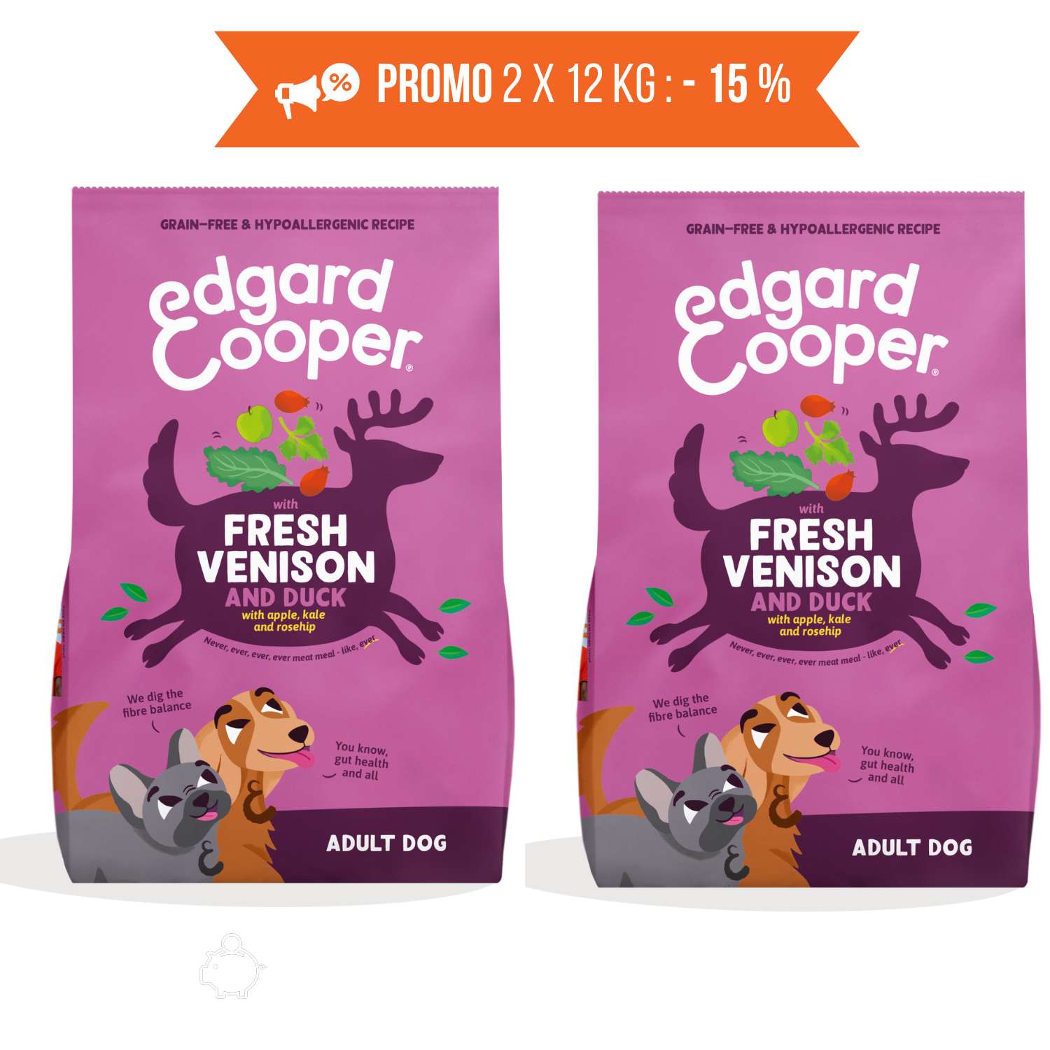 edgard & cooper cervo e anatra per cani adulti