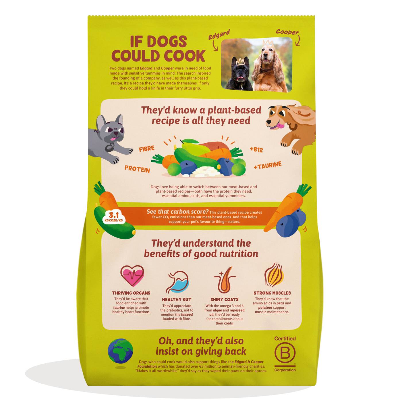 Edgard & Cooper Crocchette Vegetali per Cani Adulti Carote e Zucchine Croccanti