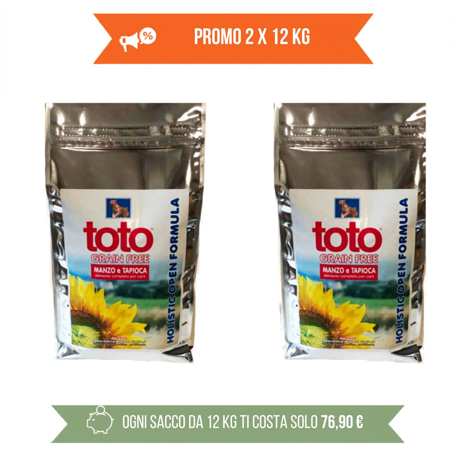 toto holistic crocchette per cani grain free manzo e tapioca