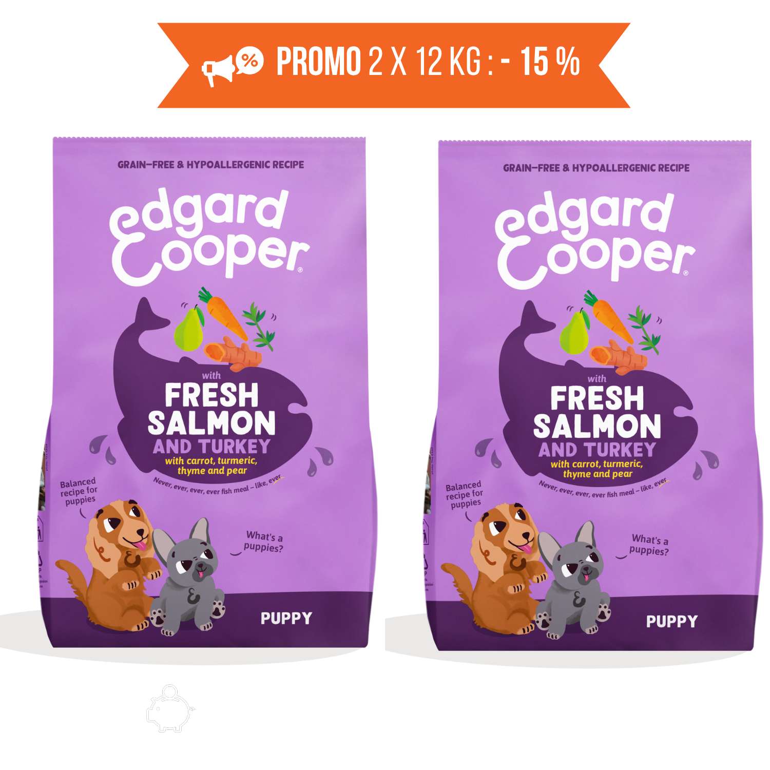 edgard & cooper salmone fresco dell'atlantico e tacchino per cuccioli puppy